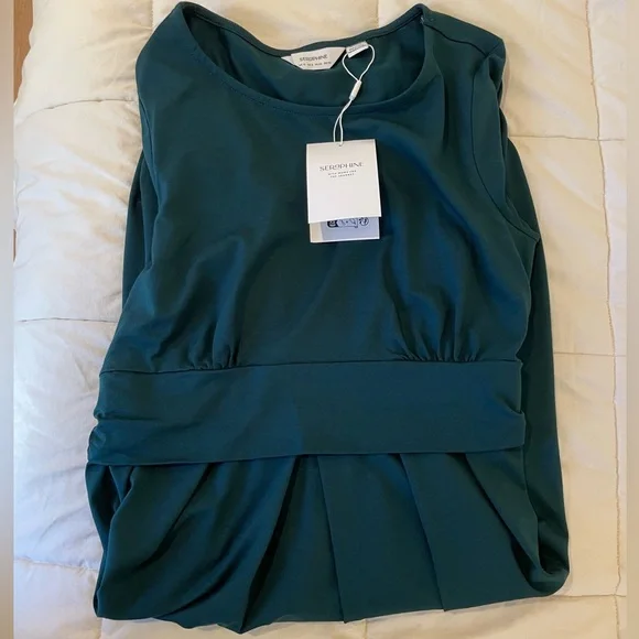 Seraphine emerald pleat nursing dress US size 8 NWT - Picture 4 of 6